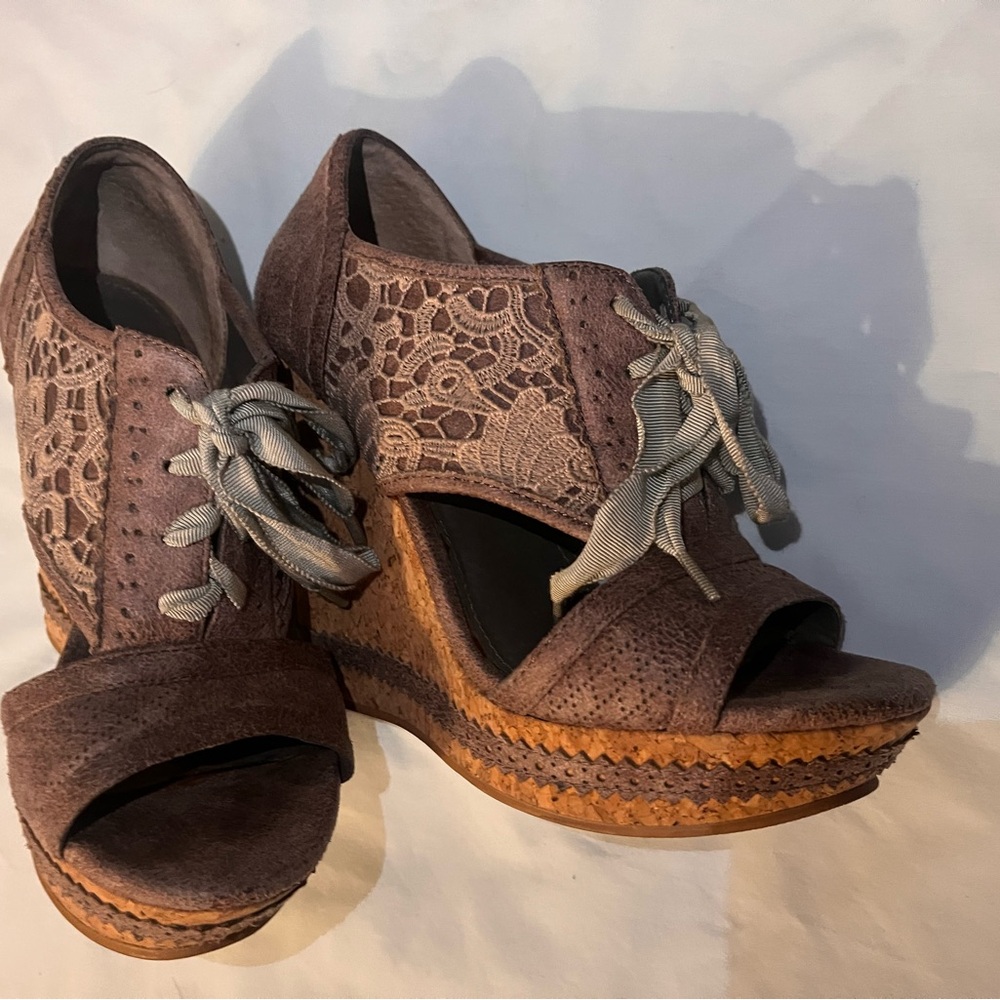 Not Rated Brown and Gray Wedge Sandals